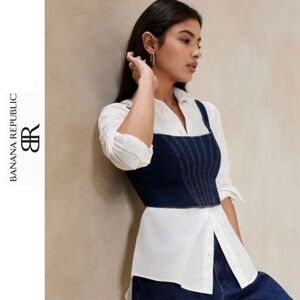 NWT Banana Republic cropped denim corset, size 12